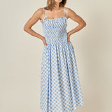 Checked Smocked Midi Dress