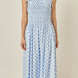 Checked Smocked Midi Dress