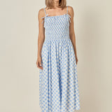 Checked Smocked Midi Dress