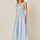 Checked Smocked Midi Dress