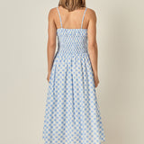 Checked Smocked Midi Dress