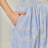 Embroidered Stripe Tiered Midi Skirt