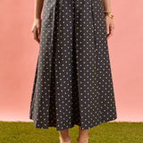 Polka Dot Pleated Midi Skirt