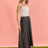 Polka Dot Pleated Midi Skirt