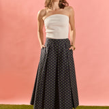 Polka Dot Pleated Midi Skirt