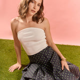 Polka Dot Pleated Midi Skirt