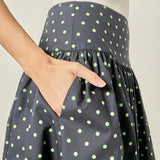Polka Dot High-Waisted Midi Skirt