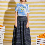 Polka Dot High-Waisted Midi Skirt