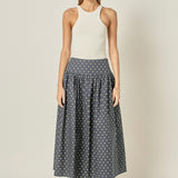 Polka Dot High-Waisted Midi Skirt