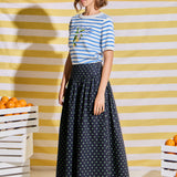 Polka Dot High-Waisted Midi Skirt