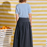 Polka Dot High-Waisted Midi Skirt