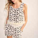 Crochet Lace Feather Trim Top