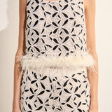 Crochet Lace Feather Trim Top