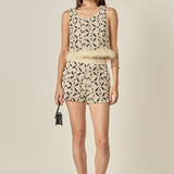 Crochet Lace Feather Trim Top