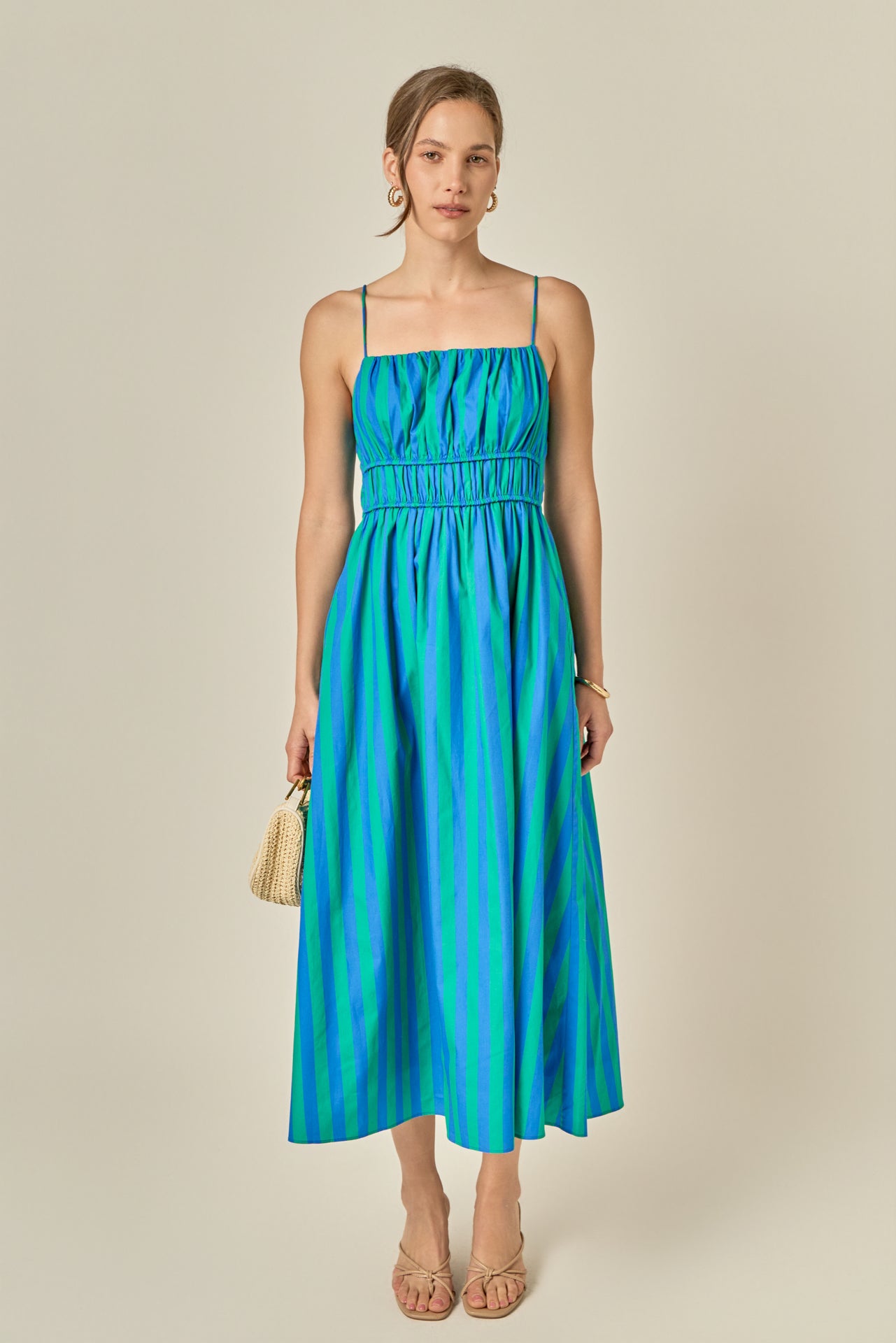 Striped Smocked Waist Maxi Dress – English Factory
