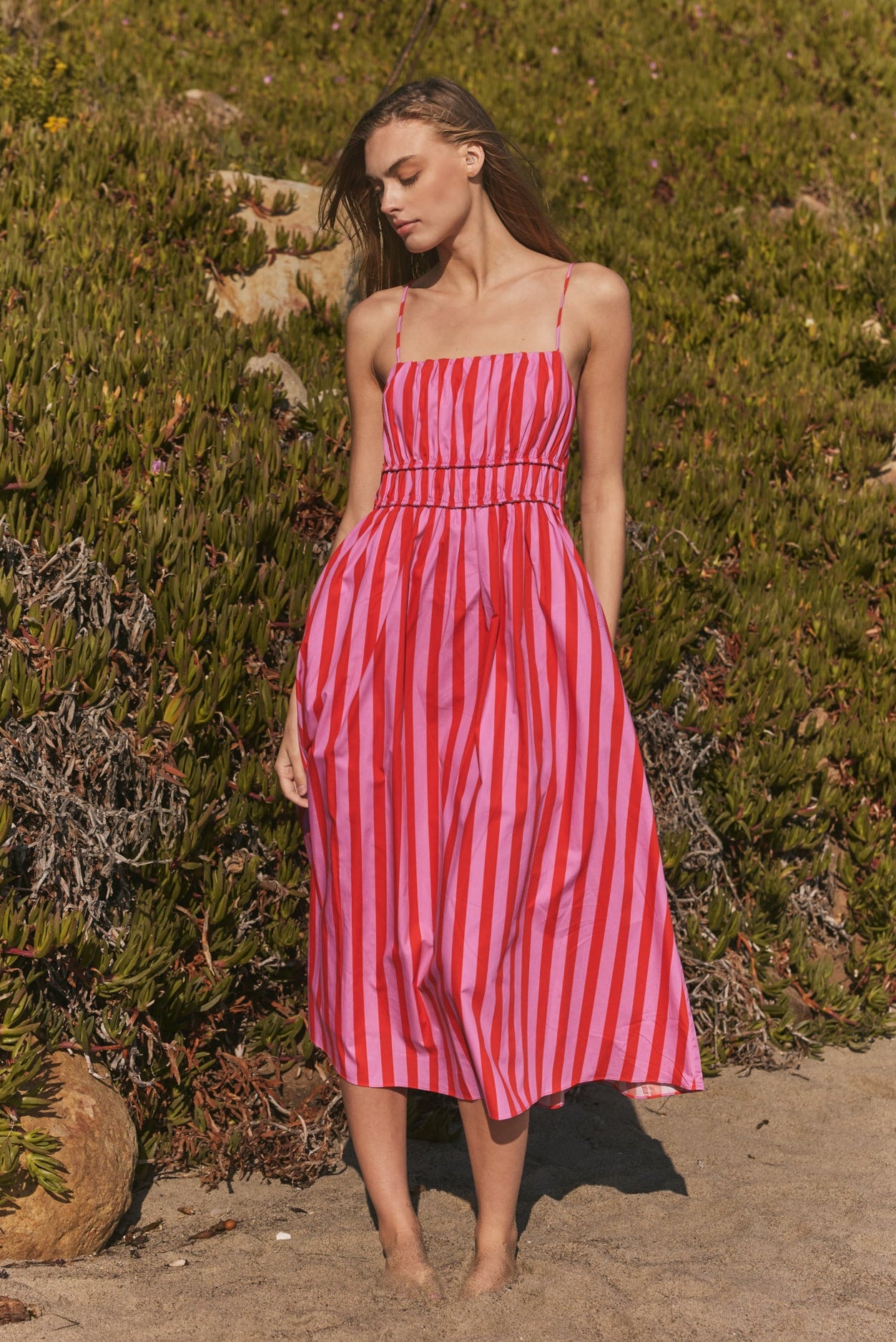Striped Smocked Waist Maxi Dress