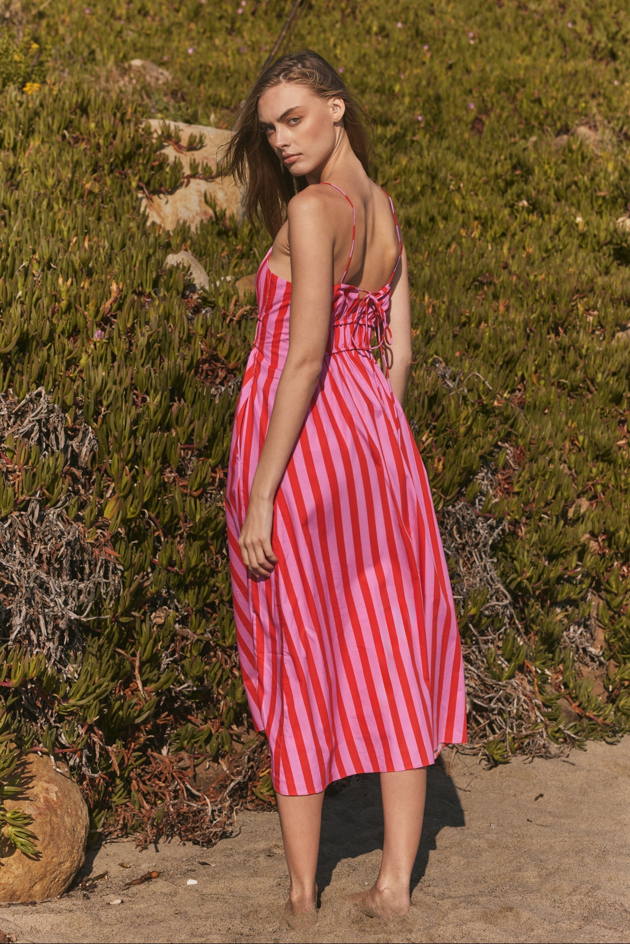 Striped Smocked Waist Maxi Dress – English Factory