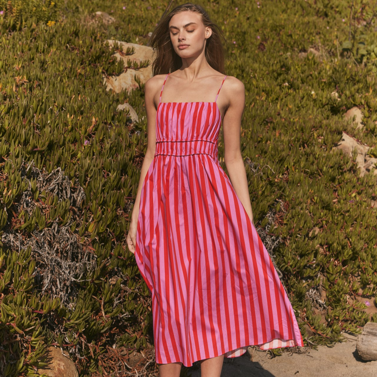 Striped Smocked Waist Maxi Dress