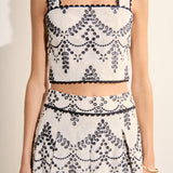 Embroidered Linen Sleeveless Crop Top