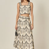 Embroidered Linen Sleeveless Crop Top