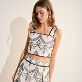 Embroidered Linen Sleeveless Crop Top