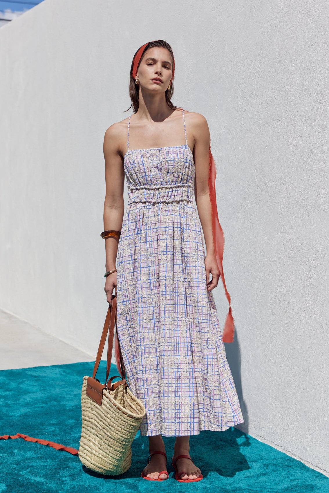 Embroidered Smocked Cami Maxi Dress – English Factory