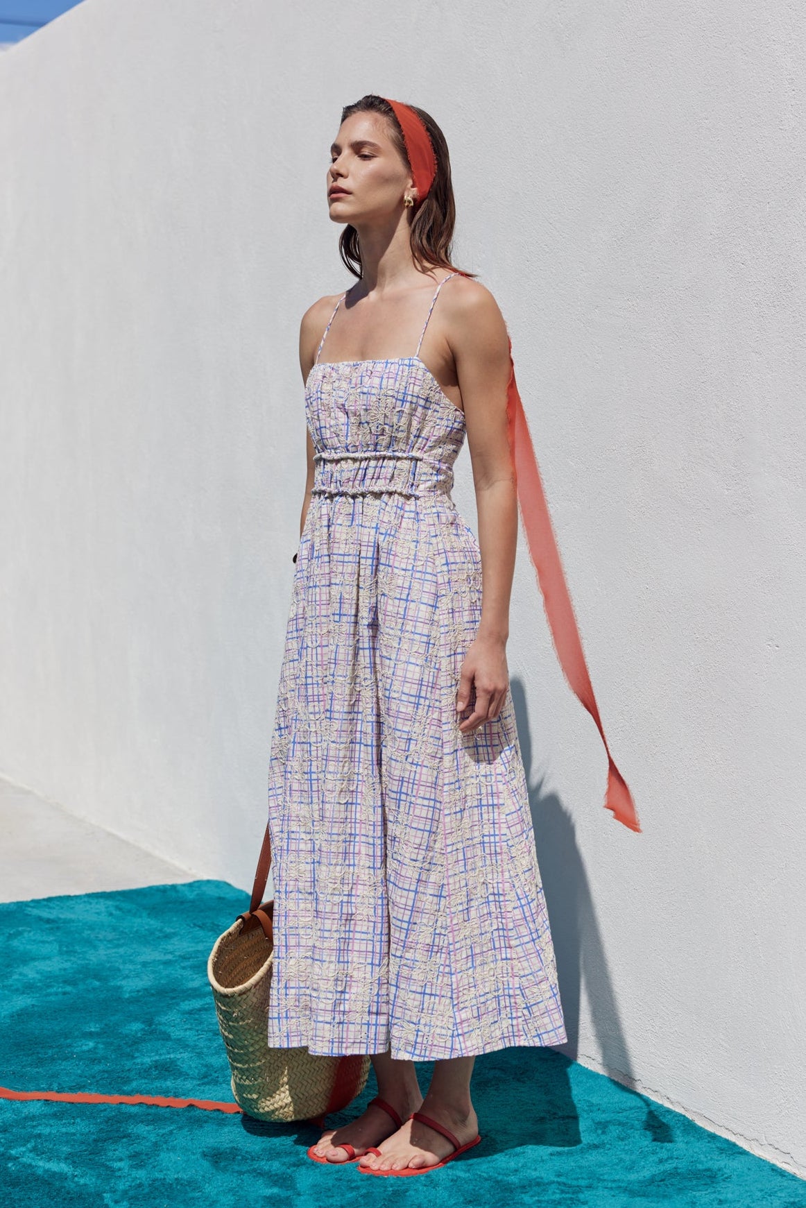 English Factory - Embroidered Smocked Cami Maxi Dress CREAM / L English Factory - Embroidered Smocked Cami Maxi Dress CREAM / L