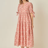 Embroidered Gingham Tiered Midi Dress