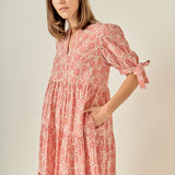 Embroidered Gingham Tiered Midi Dress