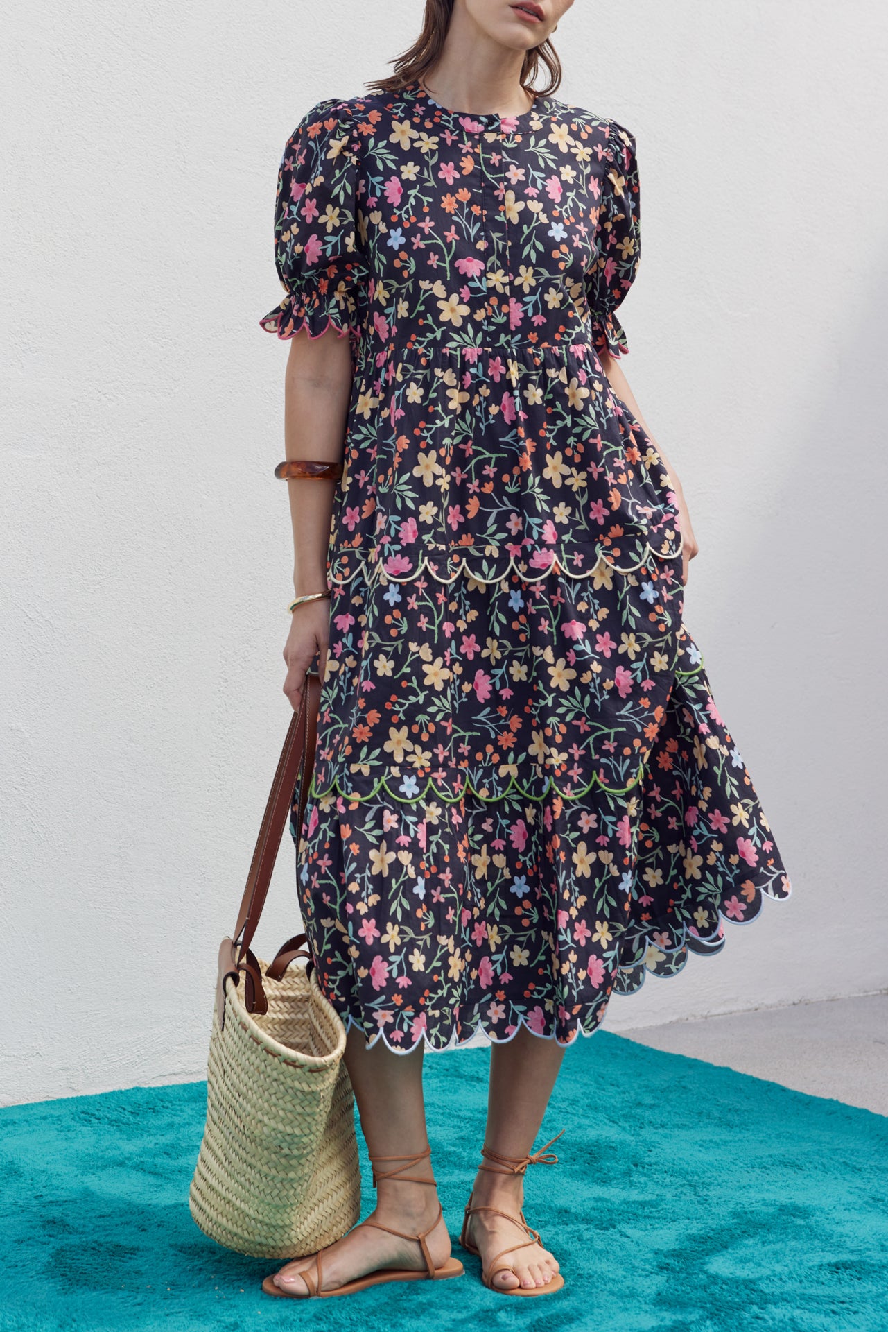 english factory scalloped edge midi dress English Factory