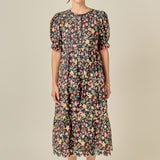 Floral Scallop Midi Dress