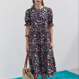 Floral Scallop Midi Dress