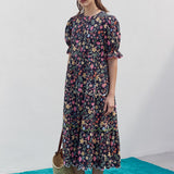 Floral Scallop Midi Dress