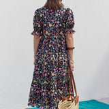 Floral Scallop Midi Dress