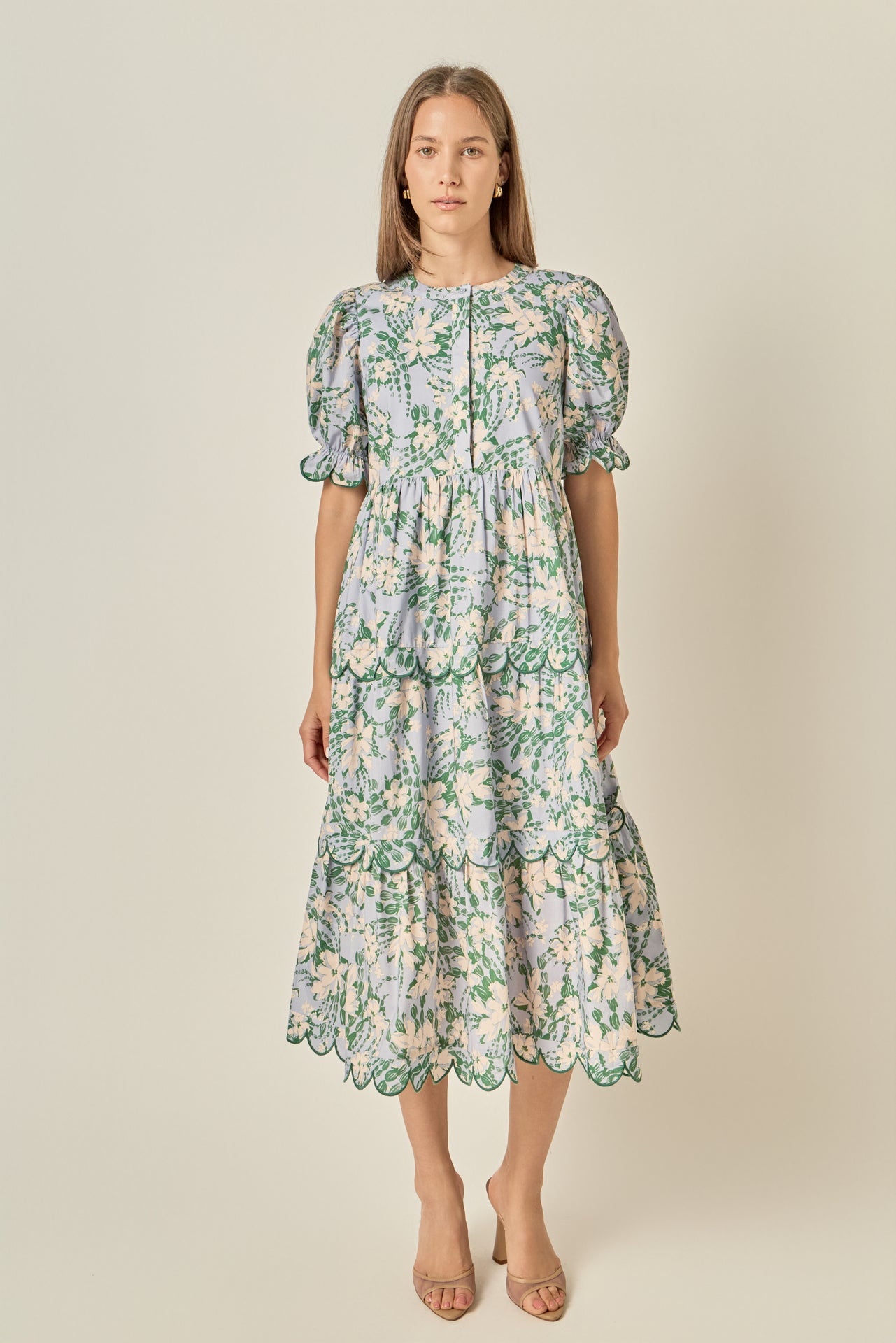 wayf masie tiered midi dress Smocked Tiered Midi Dress S