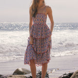 Scalloped Garden Tiered Midi Dress