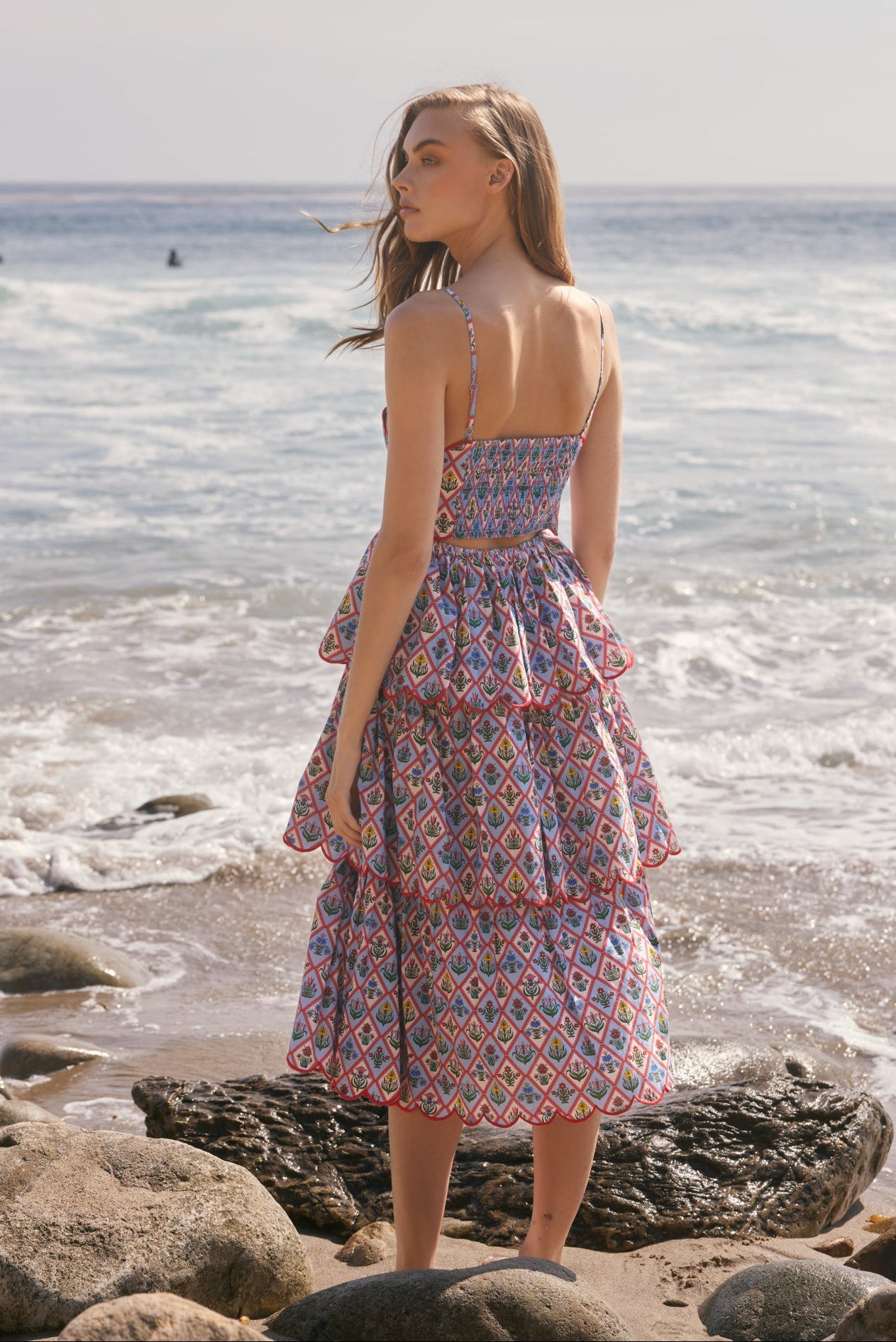 floral tiered dress KissProm Pink Sweetheart Chiffon A Line Prom With Bow, Hot Pink / 00 floral Palmer Tiered Maxi Dress with smocked waist Short Sleeve Lace Front Floral