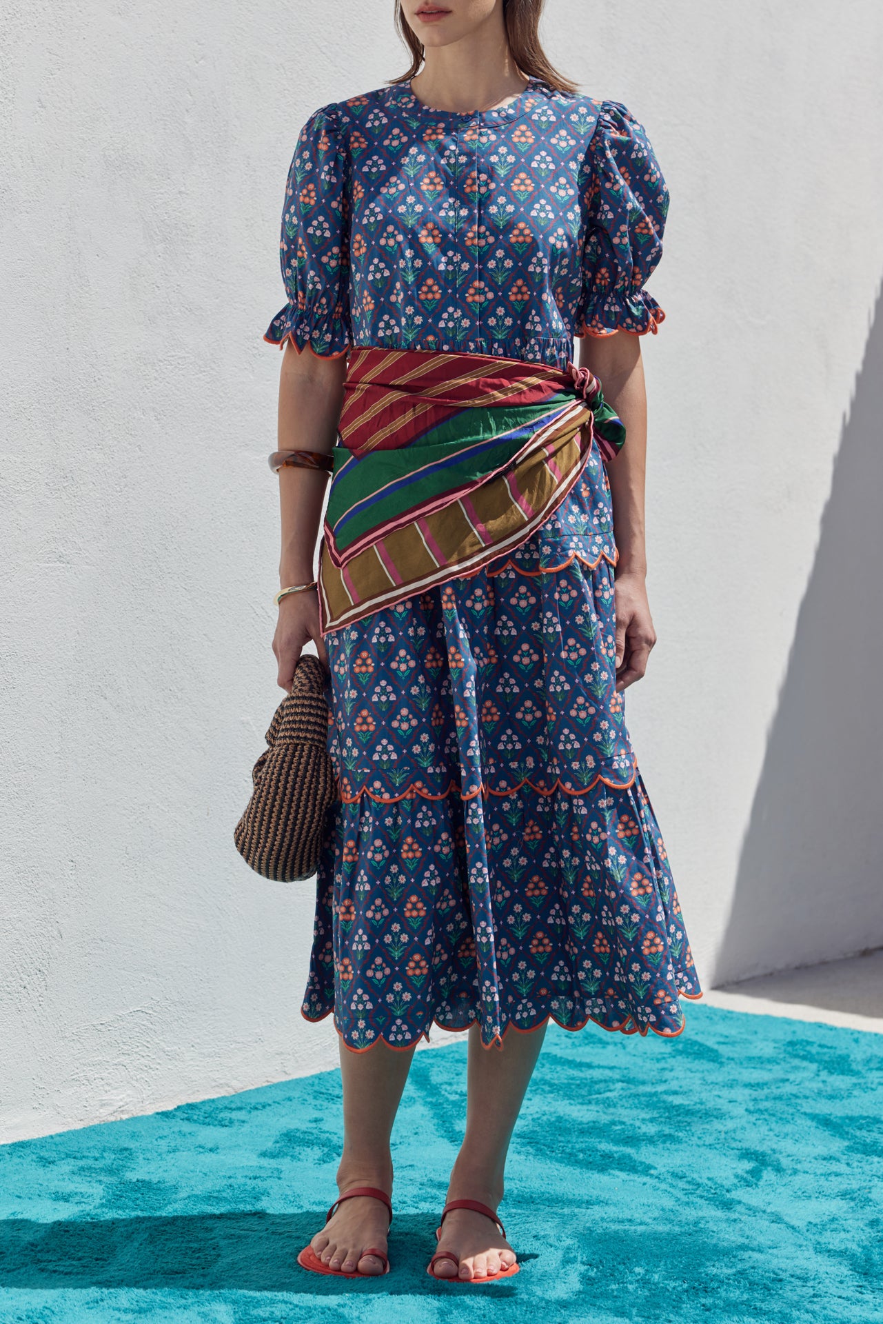english factory organza short-sleeve button-front midi dress English Factory Organza Short-Sleeve Button-Front Midi Dress - Ocean Blue