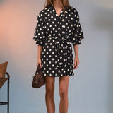 Polka Dot Belted Shirt Dress