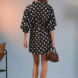 Polka Dot Belted Shirt Dress
