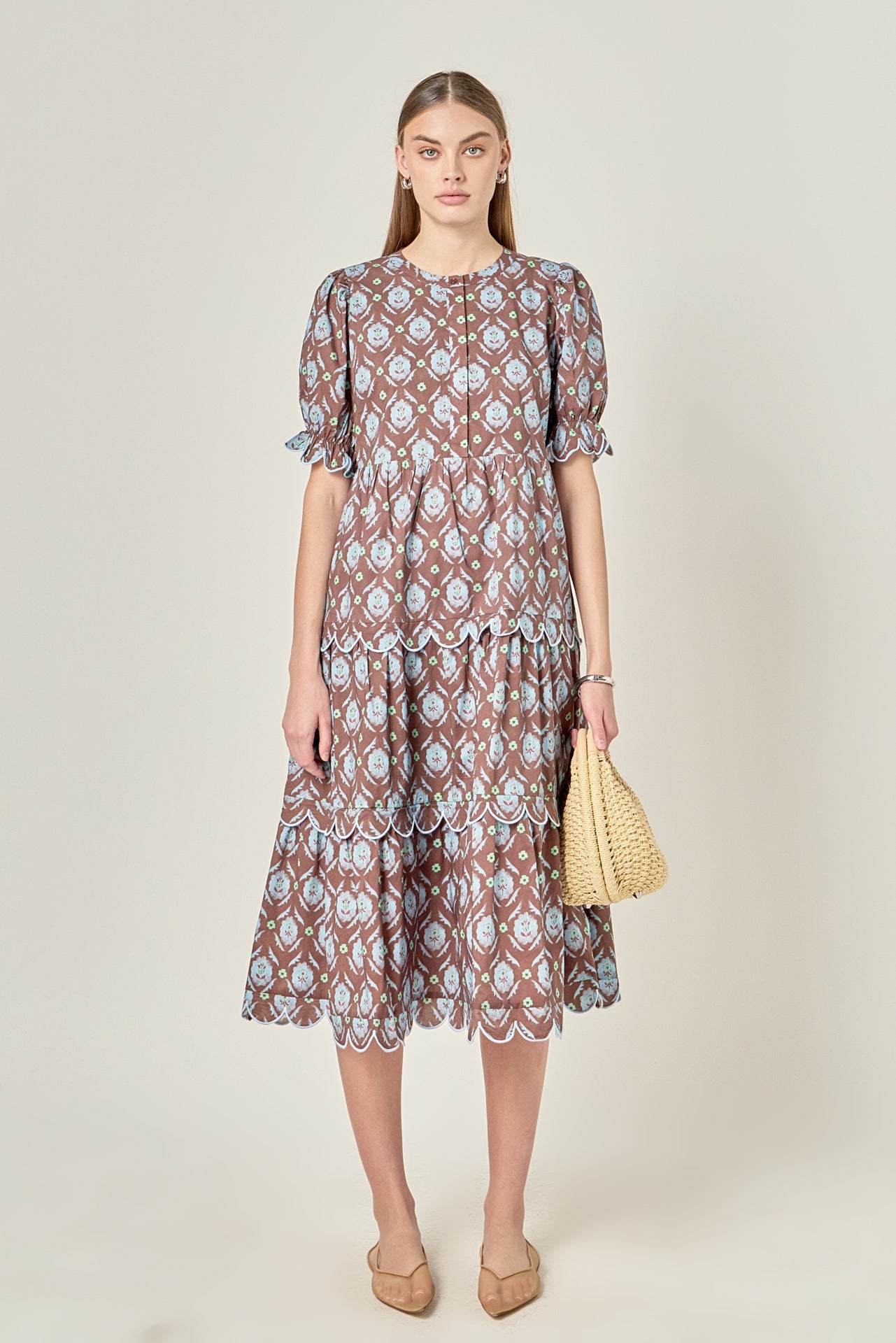 Embroidered Lace Midi Dress English Factory Embroidered Lace Midi Dress English Factory