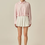 Bubble Hem Long Sleeve Shirt