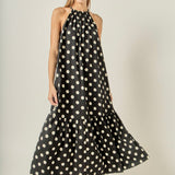 Polka Dot Halter Maxi Dress