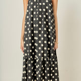 Polka Dot Halter Maxi Dress