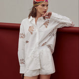 Embroidered Cutout Oversize Shirt