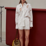Embroidered Cutout Oversize Shirt