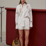 Embroidered Cutout Oversize Shirt