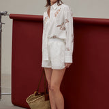 Embroidered Cutout Oversize Shirt