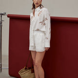 Embroidered Cutout Oversize Shirt