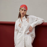 Embroidered Cutout Oversize Shirt